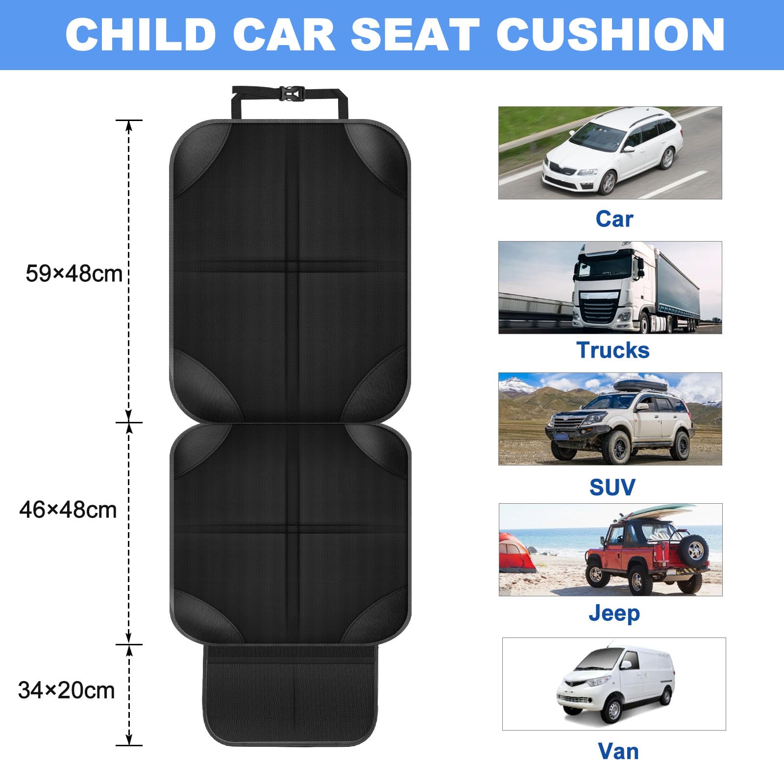 Proteggi Sedile Auto Per Bambini - Set 2 Pezzi Impermeabile In Oxford 600D - Foto 10