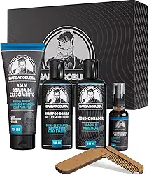 Kit Barba Robusta De Shampoo Condicionador Balm Óleo Pente
