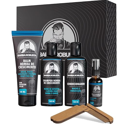 Kit Barba Robusta De Shampoo Condicionador Balm Óleo Pente