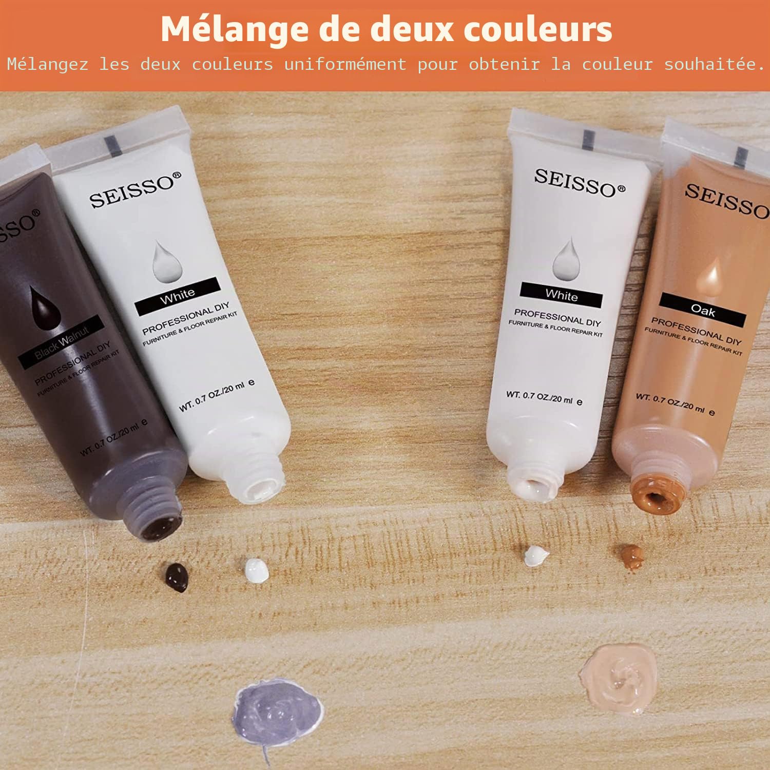 SEISSO Kit de réparation pour bois, kit de réparation pour planchers composites,marqueur pour meubles,pour réparer les rayures, les armoires et percer des trous