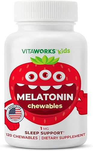 Tabletas masticables de melatonina de 1 mg con L teanina, manzanilla y extracto de bálsamo de limón, sabor natural a bayas, para ayudar a conciliar