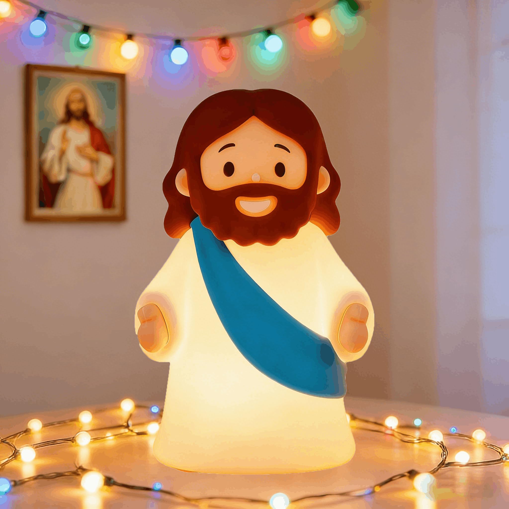 Little Jesus Night Light Mini Jesus Silicone Lamp Dimmable Nursery Nightlight for Kids Rechargeable Bedside Touch Lamp Perfect