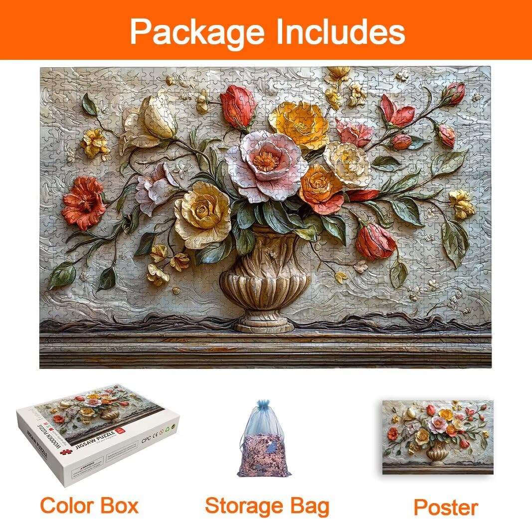 Puzzle Rosa, Puzzle 1000 Piezas, Rompecabezas, Regalo Mujer, Decor -8484