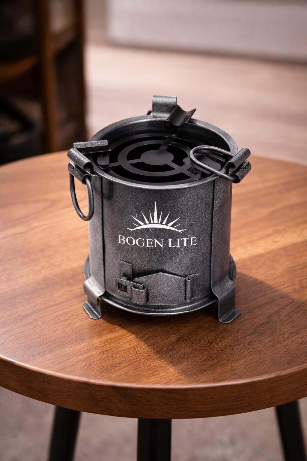 BOGEN LITE Angeethi BBQ Style Metal Ashtray | Cigarette || Tabletop || Cigar Rest for Indoor Outdoor || Handcrafted for Home Office (15 cm x 13 cm x 12 cm) (Black)