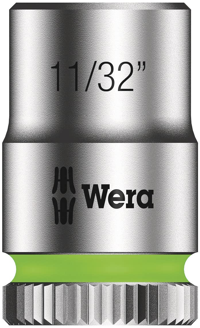 Wera 05005420001 Juego de llaves de vaso Zyklop en tira magnética A Imperial 1, arrastre de 1/4", en pulgadas, 9 piezas, Negro