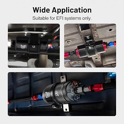 Miniatura 6 de EVIL ENERGY Bomba de combustible en línea externa eléctrica 300LPH de alto flujo 12V con abrazadera de soporte de 2.362 in negro