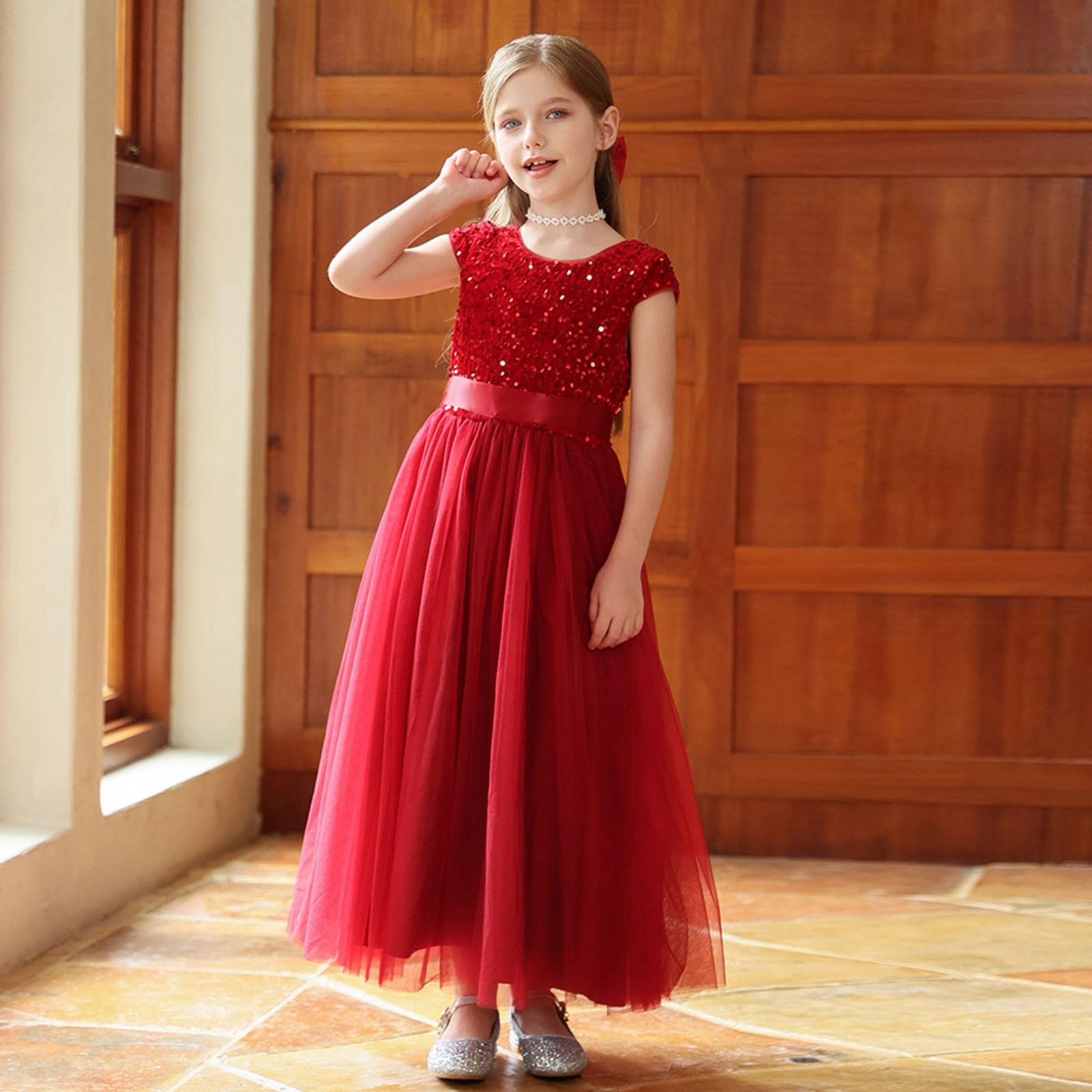 Genérico Vestido de ceremonia elegante para niña tutu con falda y cinturón ideal para recital o espectáculo de belleza, perfecto traje festivo para niños, adecuado para conciertos presentaciones y
