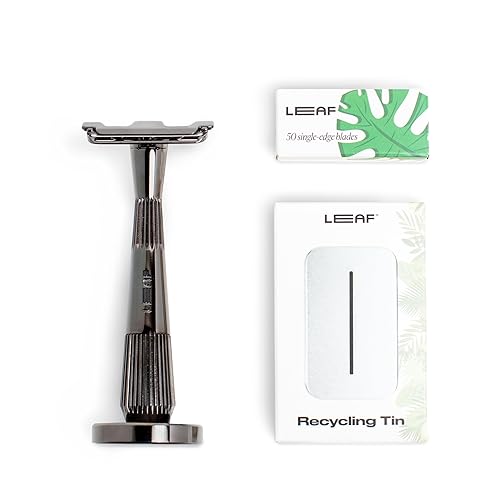 Leaf Shave El juego de maquinilla de afeitar Twig, Mercury incluye 1 maquinilla de afeitar ramita, 1 soporte de maquinilla de afeitar a juego, 1