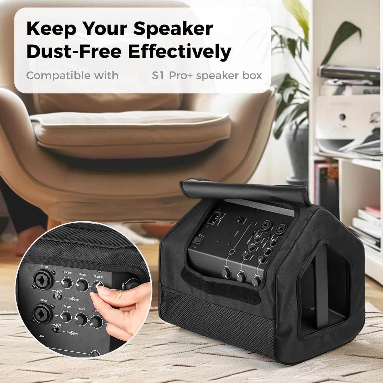 Housse de Protection Compatible avec Bose S1 Pro / S1 Pro+ Enceinte, Noir Etui Anti-poussière Sergé Nylon Couverture Audio