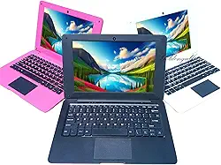 Laptop Mini Quad Core de 10 polegadas alimentado por Android 12 Netbook 64 GB pequeno computador com webcam WiFi, Bluetooth, mouse carregador incluído, adequado para crianças e estudantes, 4 opções de