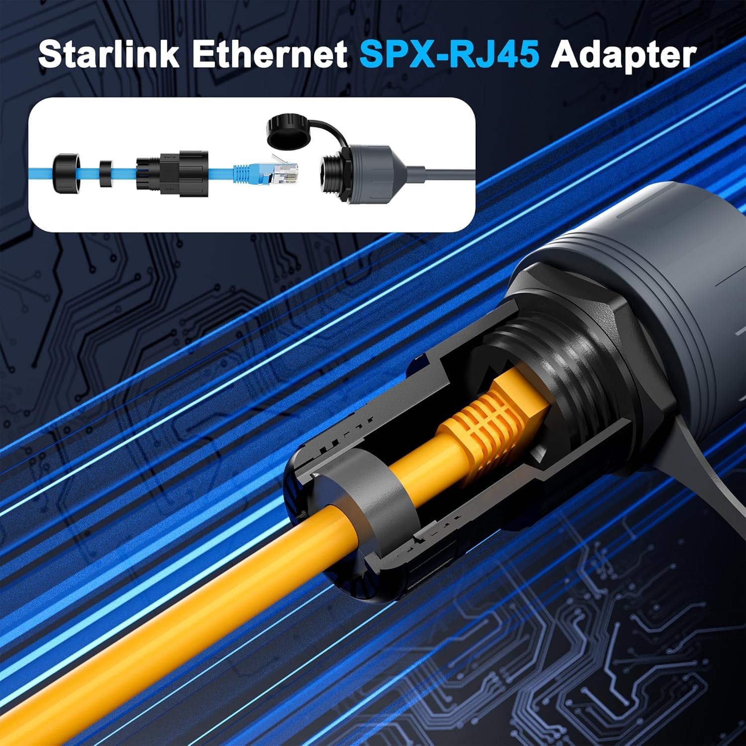 Starlink Adapter Ethernet - Wodoodporny przedłużacz kabla Starlink dla Gen 3/Mini Starlink Standard do złącza RJ45 dla anteny Starlink V3, routera, mini anteny (1 opakowanie)