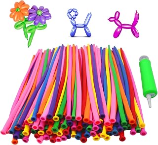 YANXIAO 100 Pcs Twisting Balloons Long Magic Balloons Classic Modelling Balloons with Air Pump for Animal Shape Party, Clowns, Wedding and Birthday Decorations