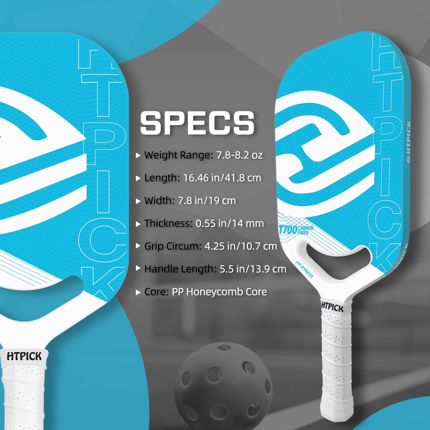 Pickleball Paddles | T700 Carbon Fiber Pickleball Paddle with Aero Throat | Hot-Press Moulding | 16mm Polymer Core | Specifically Engineered for Swing Speed and Manoeuvrability