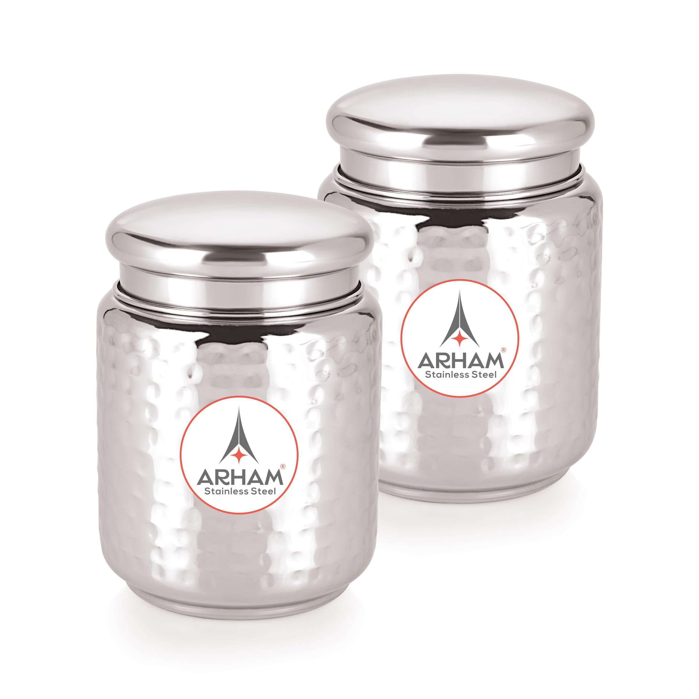 Arham Stainless Steel Hammered Pearl Multipurpose Airtight Canister with Thread Lock Lid | Storage Jar, Container or Dabba for Kitchen(Pack of 2, 750 ml) (B0C4NRVVF6) Amazon Price History, Amazon Price Tracker