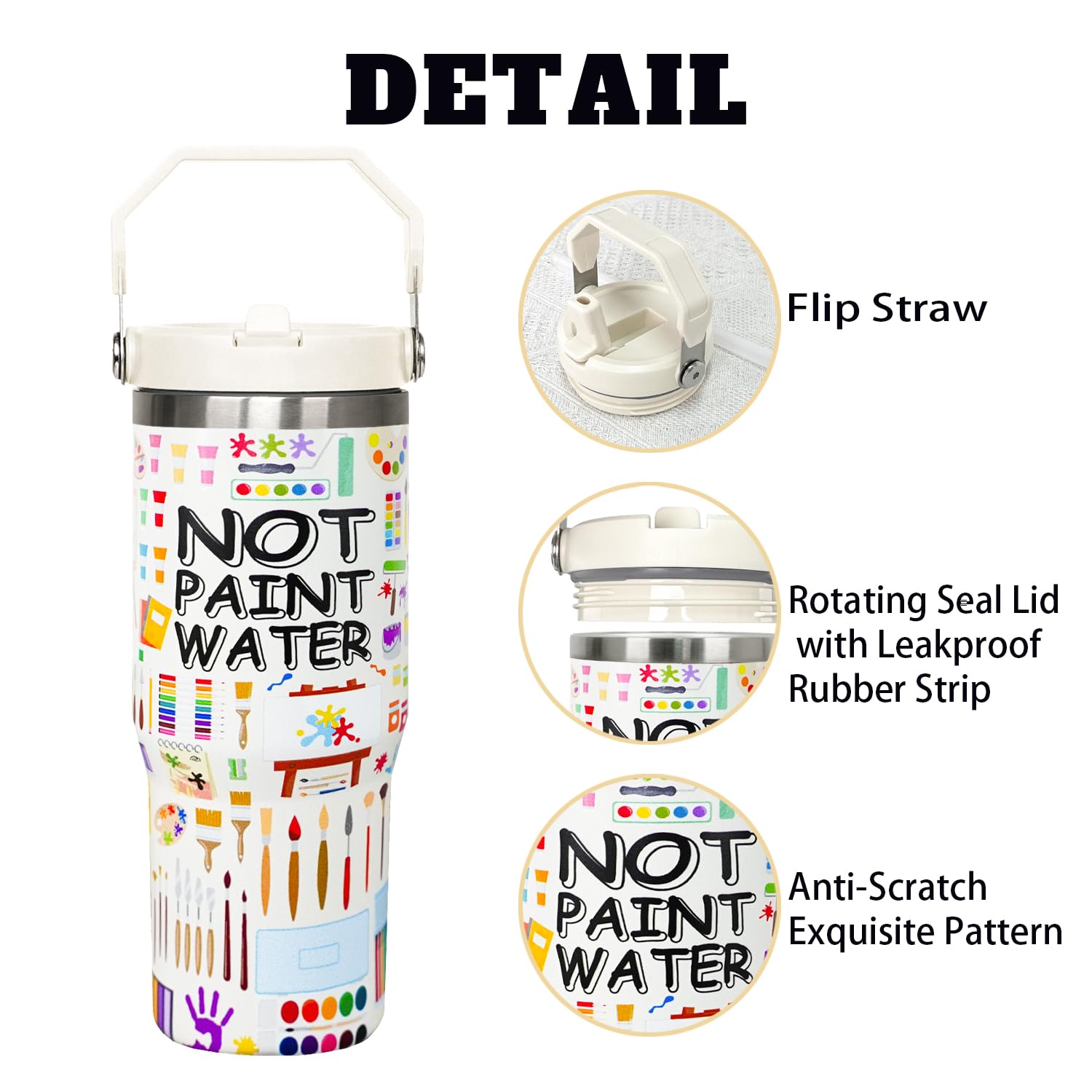 Art Teacher Gifts 30 Oz Art Teachers Insulated Tumbler Cup Teacher Appreciation Gifts For Women Men Travel Mug With Straw And Handle