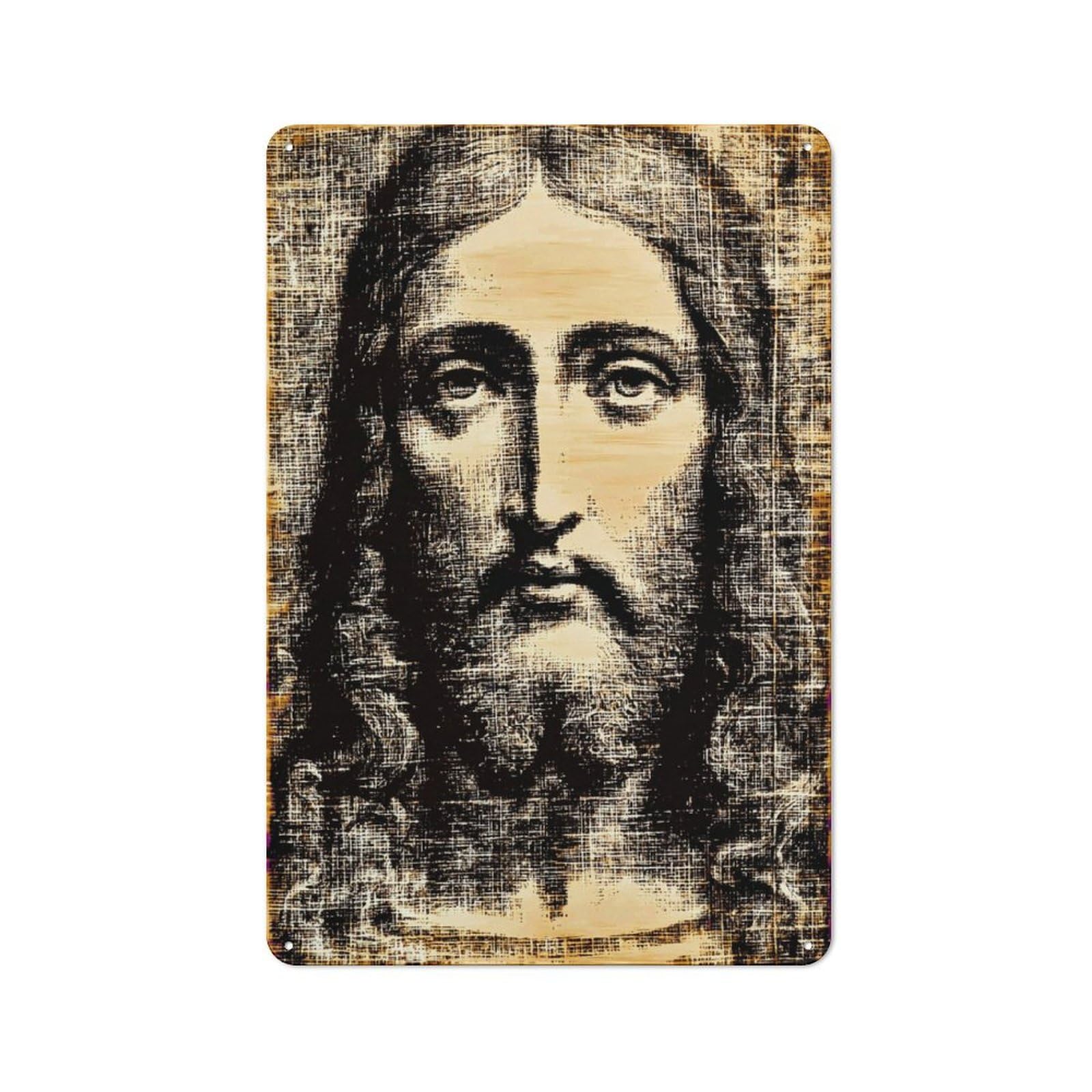 Junmoney Divine Portrait Timeless Wisdom Understated Decorative Metal Sign 30X20cm Featuring Study Room Decor For Workspace, Cafe, Shop Or Desk Area
