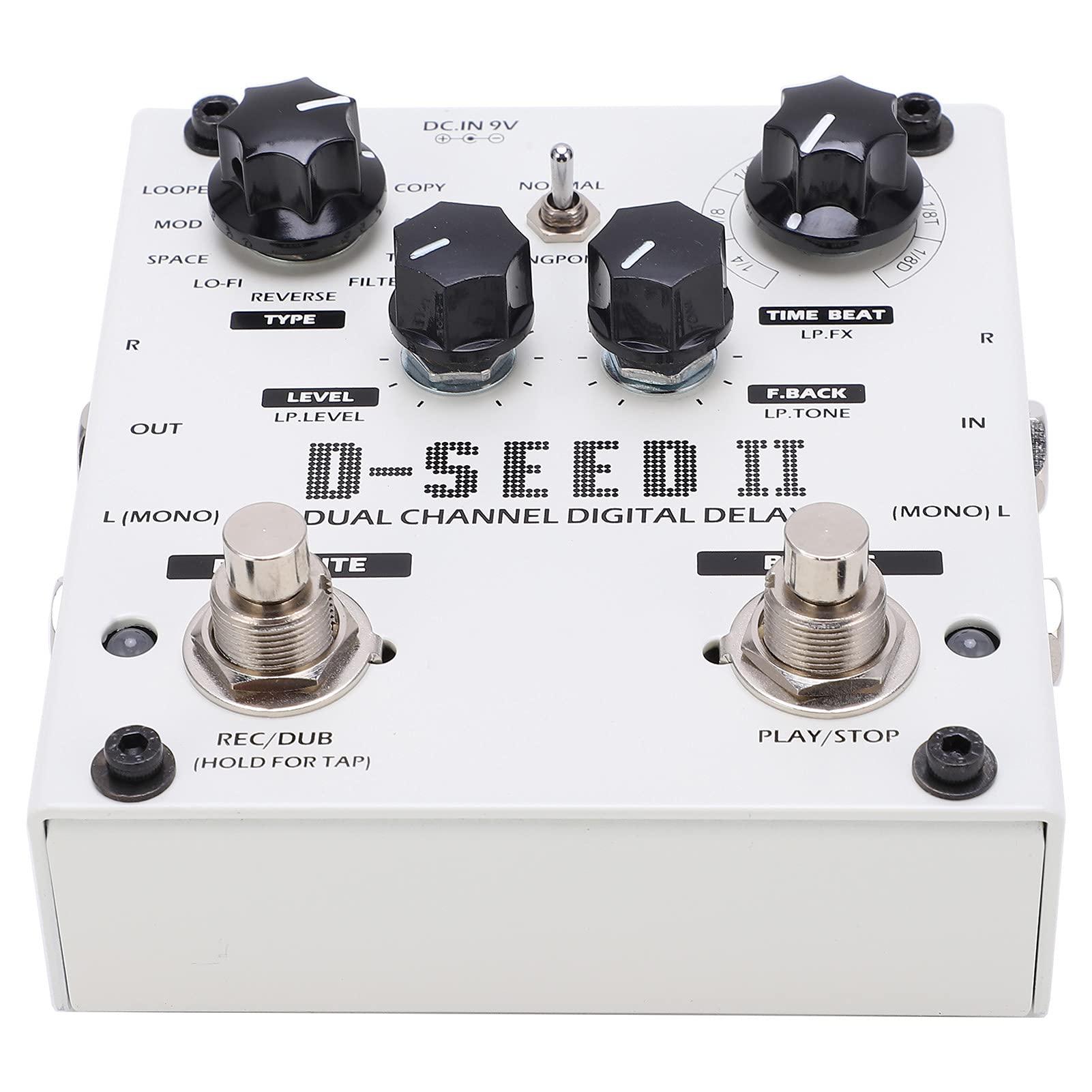 Pongnas Dwukanałowy pedał Efektów Delay z 8 Trybami i funkcją Looper, 2000MS DC9V Stompbox dla Gitarzystów