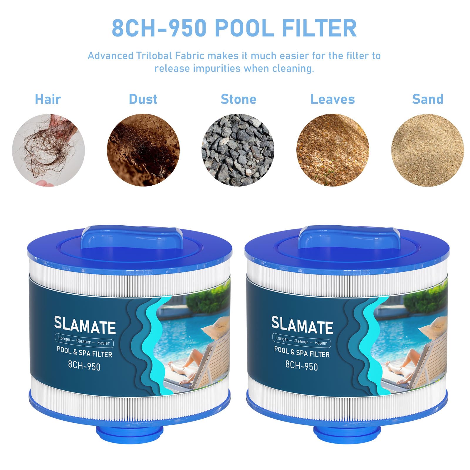 2 Filtri Di Ricambio Per Spa 8CH-950 - Compatibili Con Unicel, Filbur FC-0536, Pleatco PBF35-M, Bullfrog 10-1035 - Cartucce Per Vasca Idromassaggio