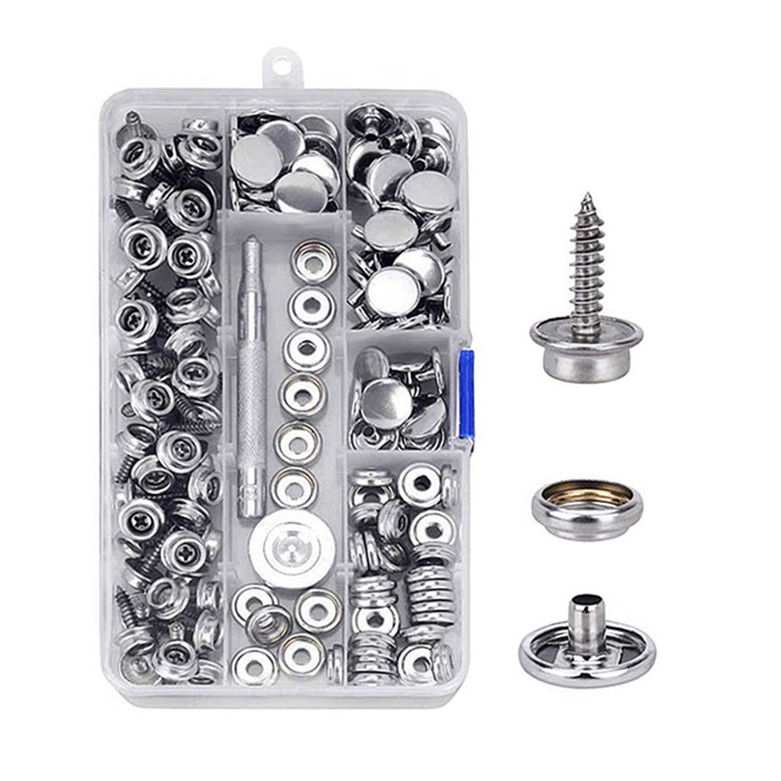 Snaps Button Snap Fasteners Kit 15mm Metal Snaps Repair Kit Press Studs Snap Fasteners with Installation Tools Metal Buttons with Fastener Pliers Press Tool