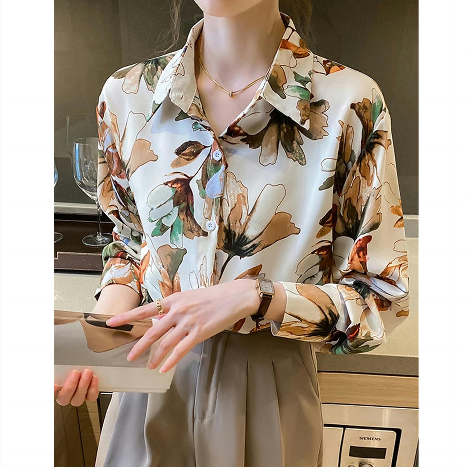 ZORMAN Camicia Donna Elegante Camicie in Chiffon Stampate per Donna Camicetta A Manica Lunga