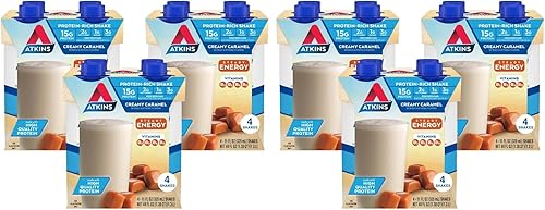 Miniatura 9 de Atkins Energy Shake - Caramelo cremoso, con vitaminas B y proteínas. Apto para cetogénicos y sin gluten, 4 unidades (paquete de 3)