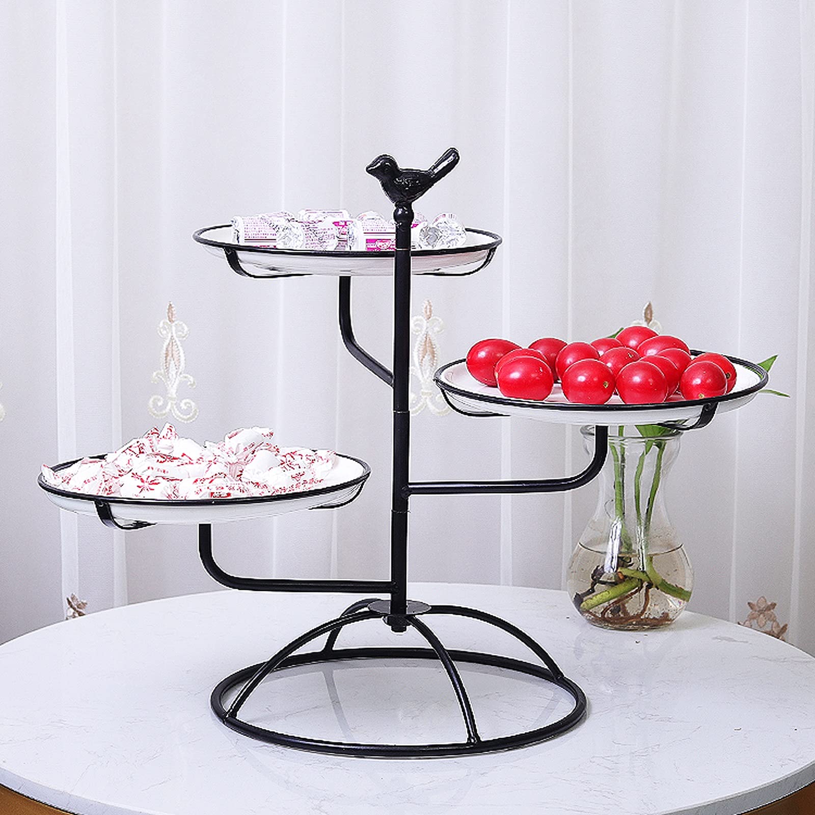Présentoir à Gâteau Stand de gâteau multicouche Creative Dessert Présentoir Support de cupcake en métal avec plateau de pâtisserie en céramique pour la fête de thé, mariage et anniversaire Stand de Gâ