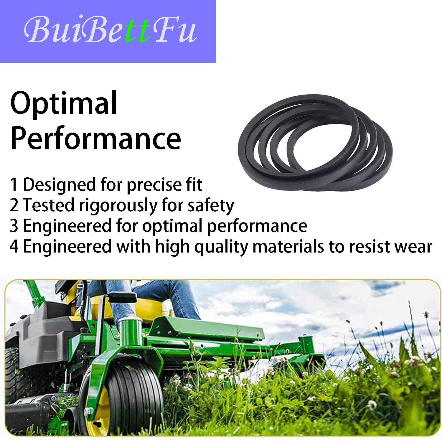 174368 (5/8'' x 90'') & 180808 (5/8'' x 89'') & 161597 (1/2" x 82 1/2") Mower Deck Belt Combo for Crafts&Man 48" Mower Primary Mower Belt Replacement Parts