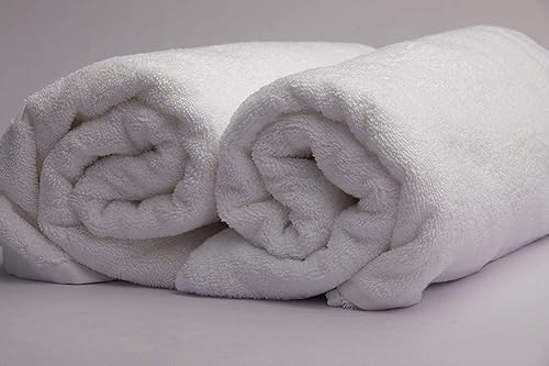 Clarence linen Juego de 2 toallas de baño 100% algodón egipcio de 24.69 ozm para toallas de calidad de hotel (paquete de 2, 30 x 60 pulgadas, blanco)