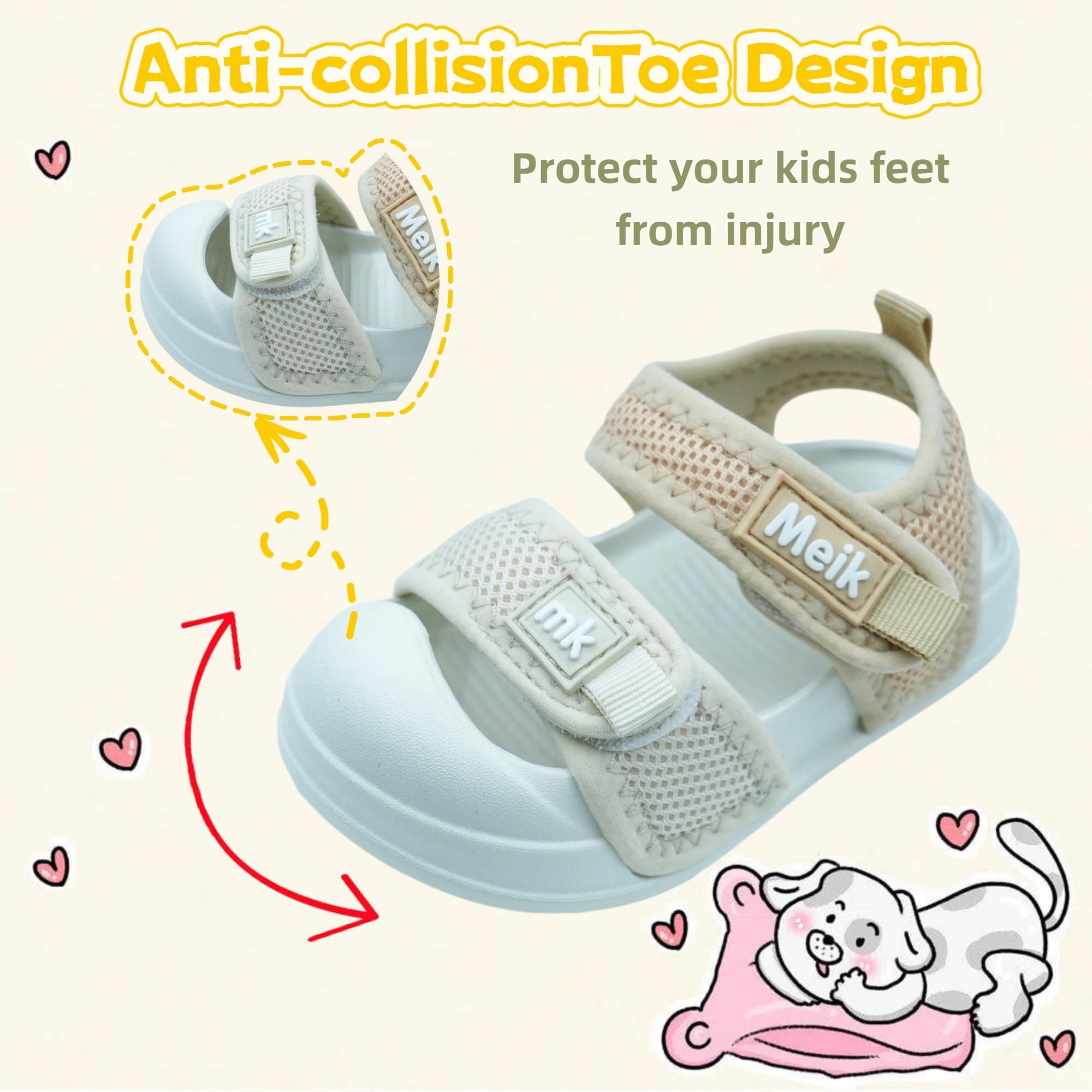 Meik Mangni Mixte Enfants Sandales pour Bébé Fille Garçon Bout Fermé Souple été Plat Marche Beach Outdoor Sport Sandales,21-31 EU