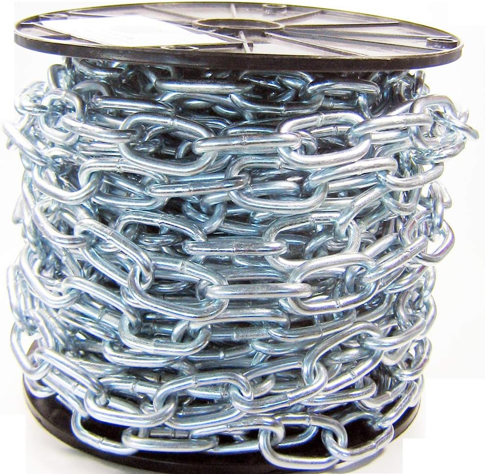 Birsppy 25 Meter Stahlkette 4mm Rundstahlkette Chain Galvanized DIN763 Gliederkette Eisenkette (950324