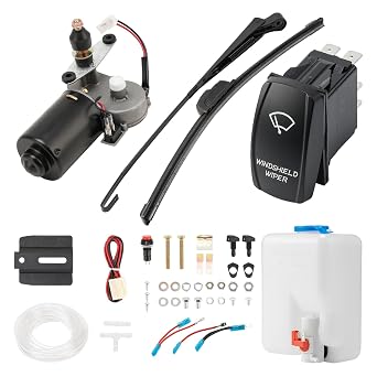Oumurs 12V Electric UTV Windshield Wiper Kit with Rocker Switch 15.7" Blade