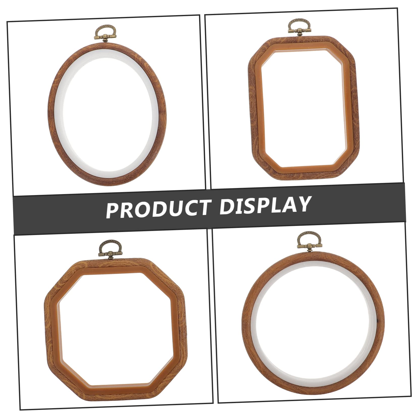 Gadpiparty 3 Series Aros Para Bordado Diy Marcos De Madera Imitación Ovalados Y Octogonales Accesorios Para Punto Cruz Y Manualidades De Costura 4 Piezas X 3