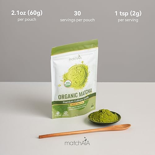 Miniatura 6 de MatchAiA Polvo de té verde matcha orgánico, grado culinario premium, certificado USDA, 100% puro, perfecto para lattes, batidos, postres y hornear,