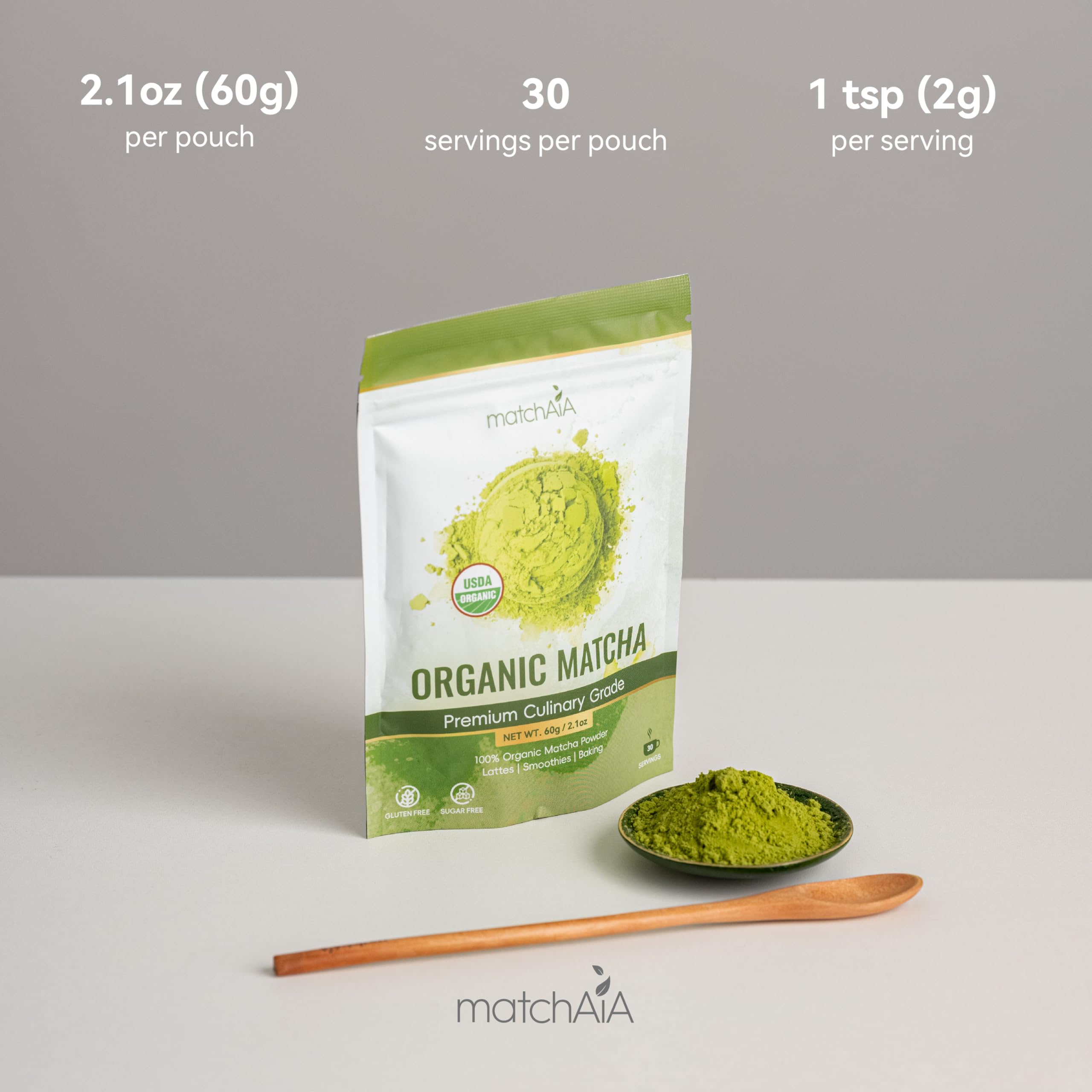 MatchAiA Organic Matcha Green Tea Powder - Premium Culinary Grade USDA Certified 100 Pure - Perfect for Lattes — view 6