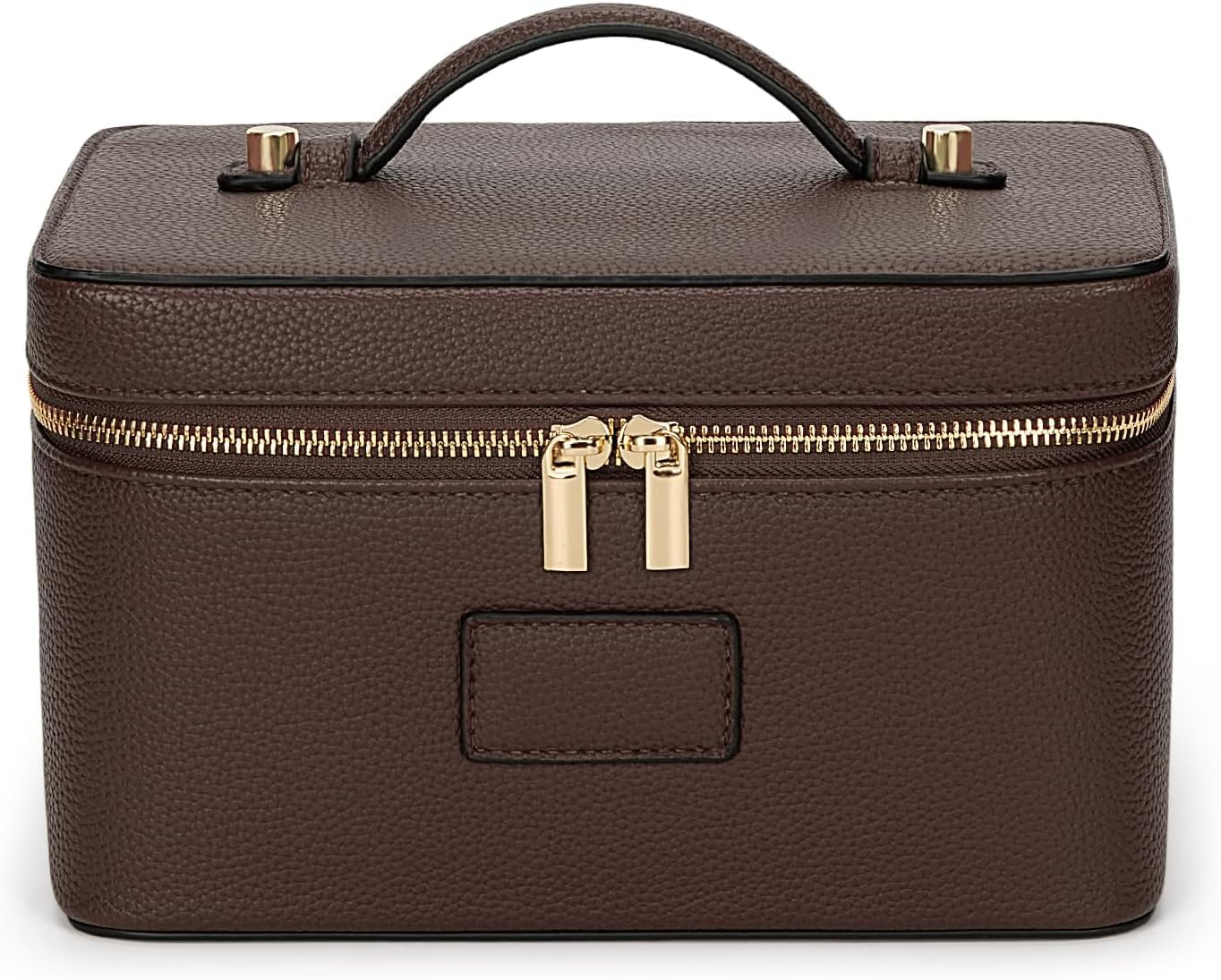 Starnearby Vanity Maquillage Femme en Cuir PU, Trousse de Maquillage Portable Grande Capacité, Trousse de Toilette Voyage avec Compartiment Amovible (Café)