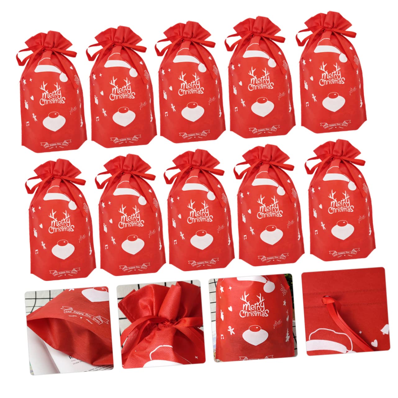 ABOOFAN 2 Set 12 Pz Borsa Morbida Sacchetto di Caramelle con Nastro Sacchetti di Biscotti di Natale Sacchetti di Caramelle Natalizie Borsa Regalo di Natale Natalizia Coulisse Stoffa