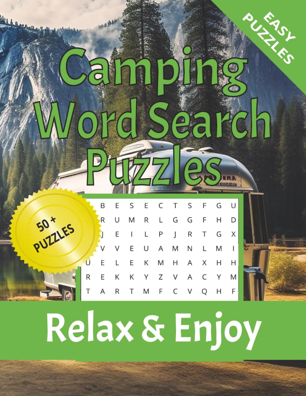 camping word search puzzles: word search puzzles for camping , relax and enjoy, 8.5x11 inches, 110 pages, 50+ puzzles, solutions included