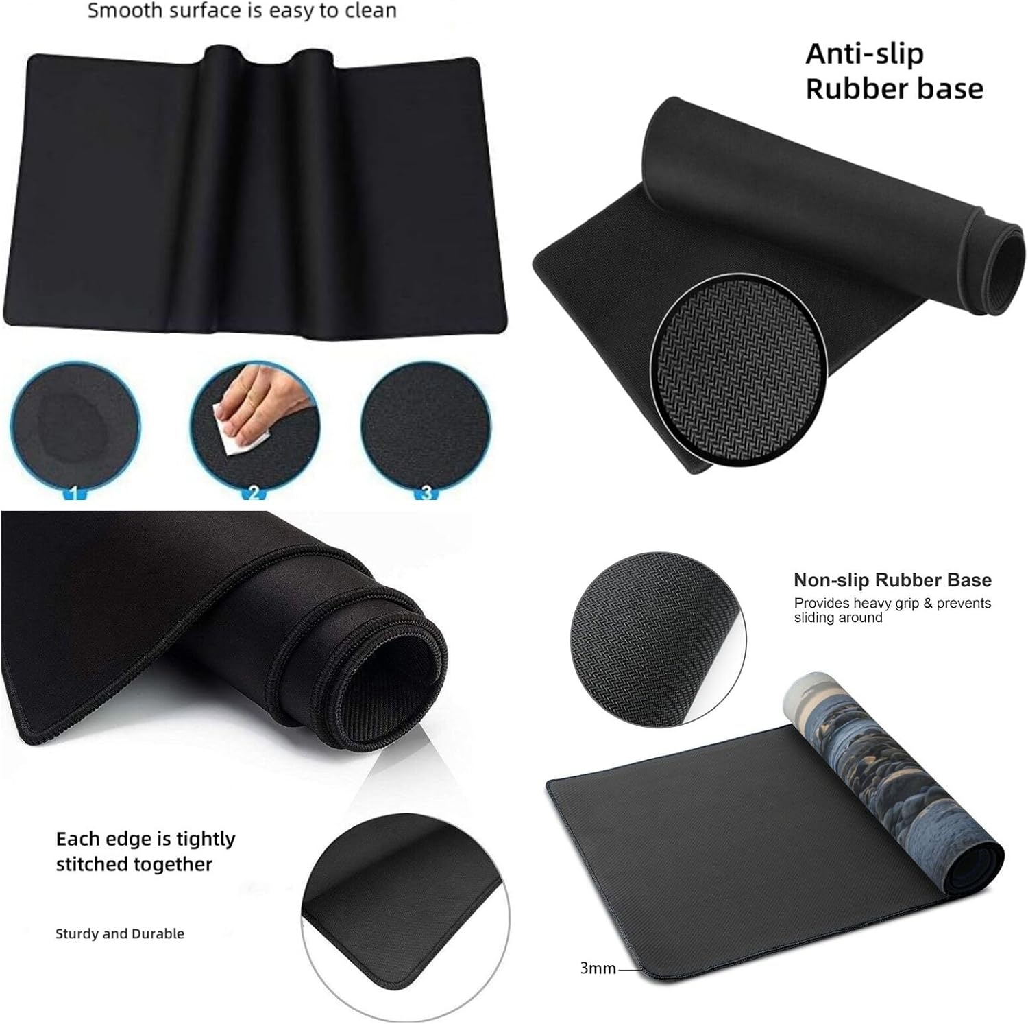 マウスパッド 海 XXL 800 x 300 x 4mm 風景 大型ゲーミング エッジステッチ 滑り止めゴム台座 オフィス適用 デス