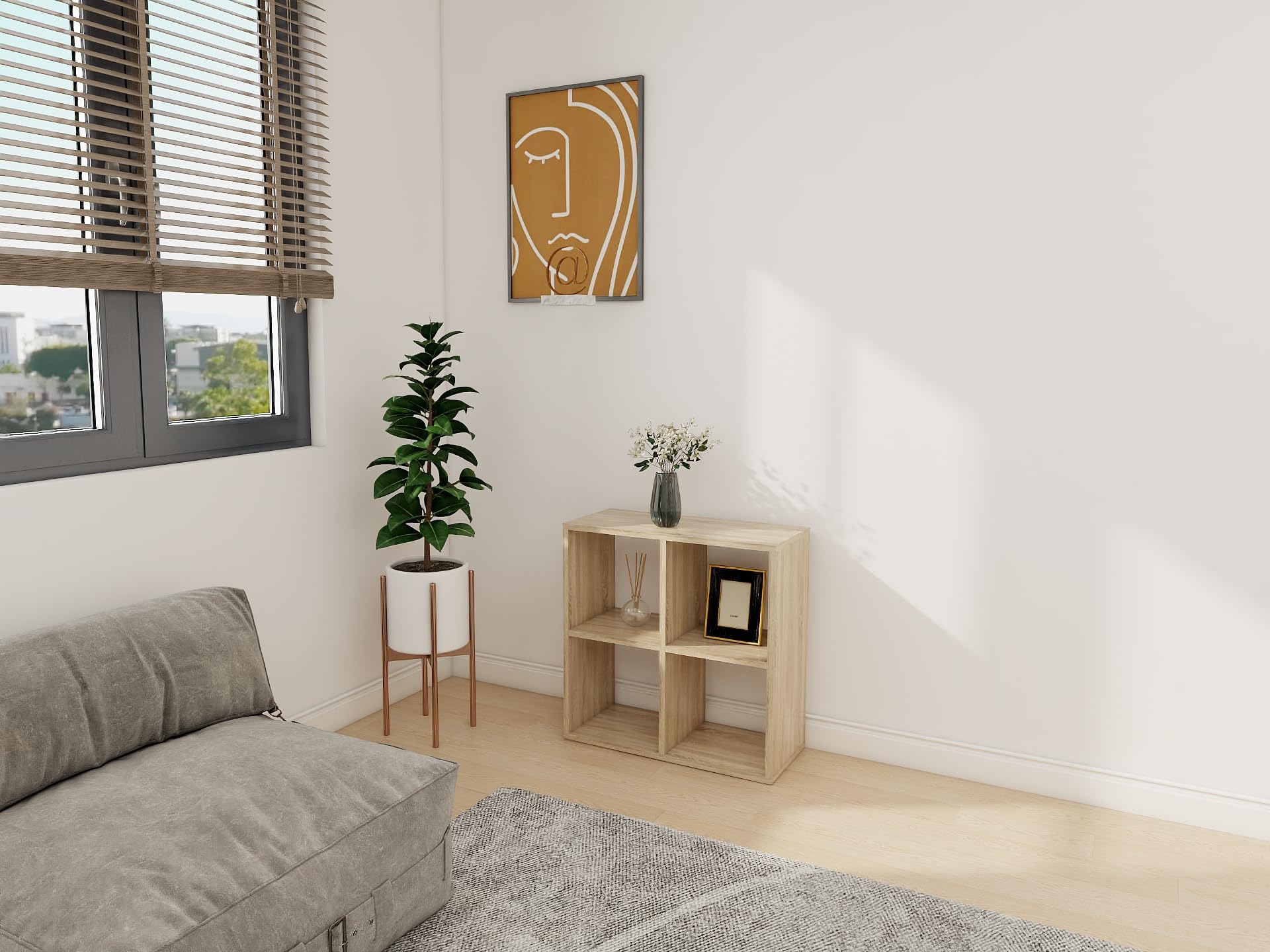 KLX Würfelregal Sonoma 2x2 – Regal Würfel mit 4 Fächern - Raumteiler Regal 67,26 x 67,4 cm - Bücherregal für Wohnzimmerund Büro