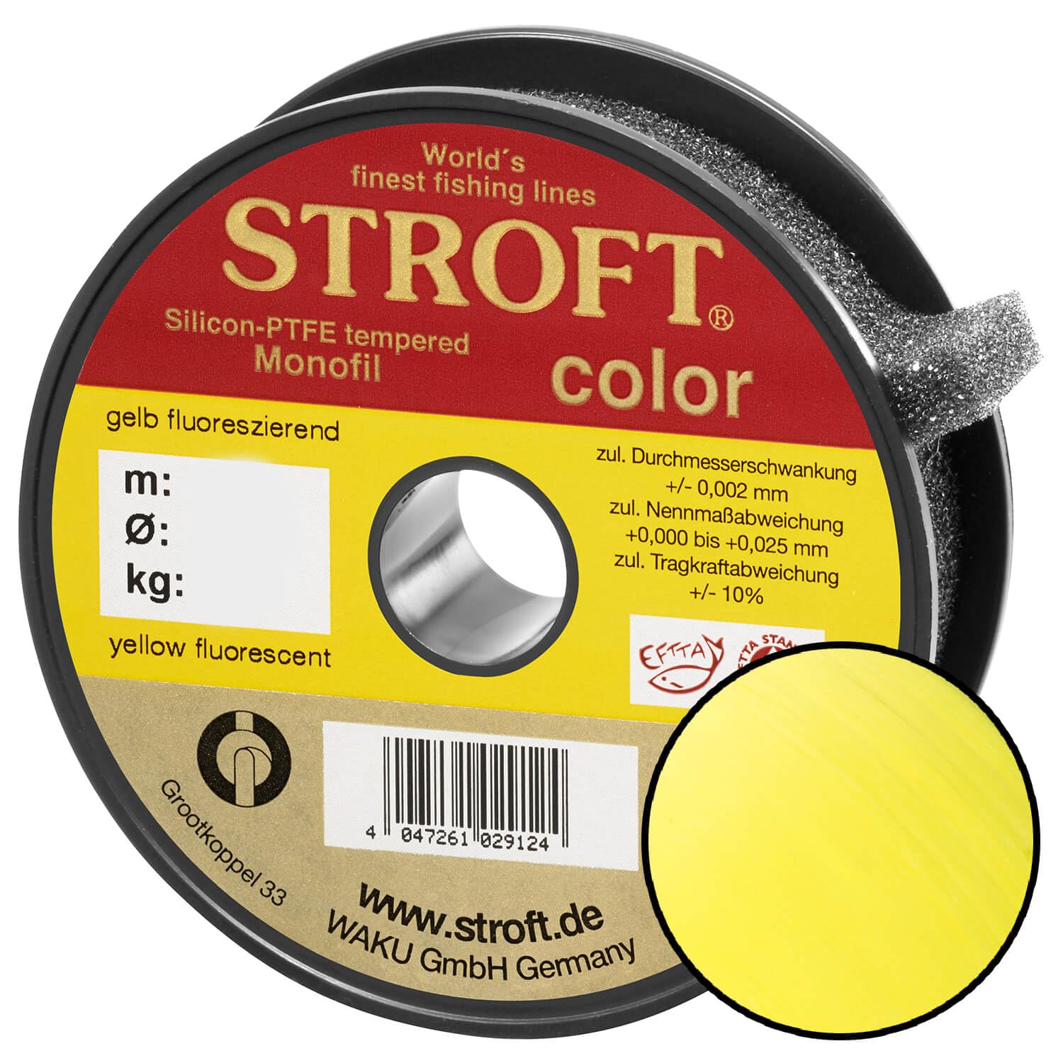 STROFT Color Fil de pêche monofilament Jaune fluo 0,25 mm 5,7 kg 1000 m