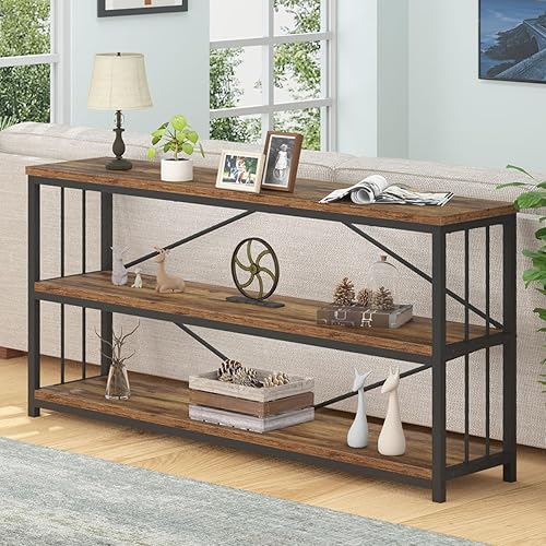 Miniatura 30 de LVB Mesa consola negra, mesa de entrada moderna para pasillo sala de estar, mesa de sofá industrial detrás del sofá, mesa de entrada de metal de