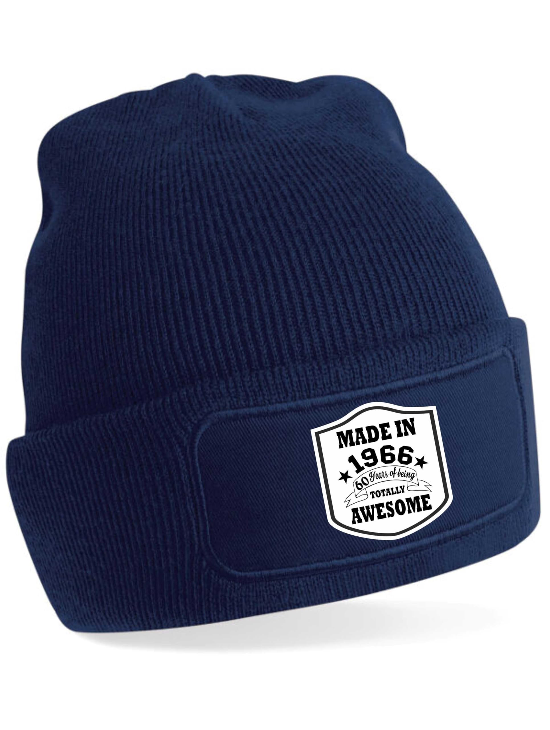 Print4u Women's Blue 60Th Birthday Made In 1966 Beanie Hat Gift 60 Year Old Men &