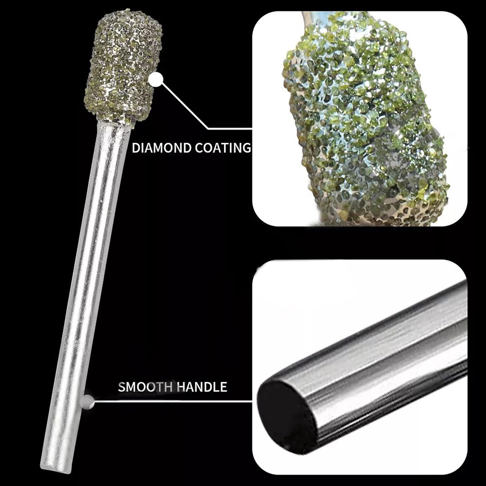 3mm Diamond Drill Grinding Bit Set, Stone Carving Rotary Tools Polishing Kits for Stone Glass Ceramics, 20pcs