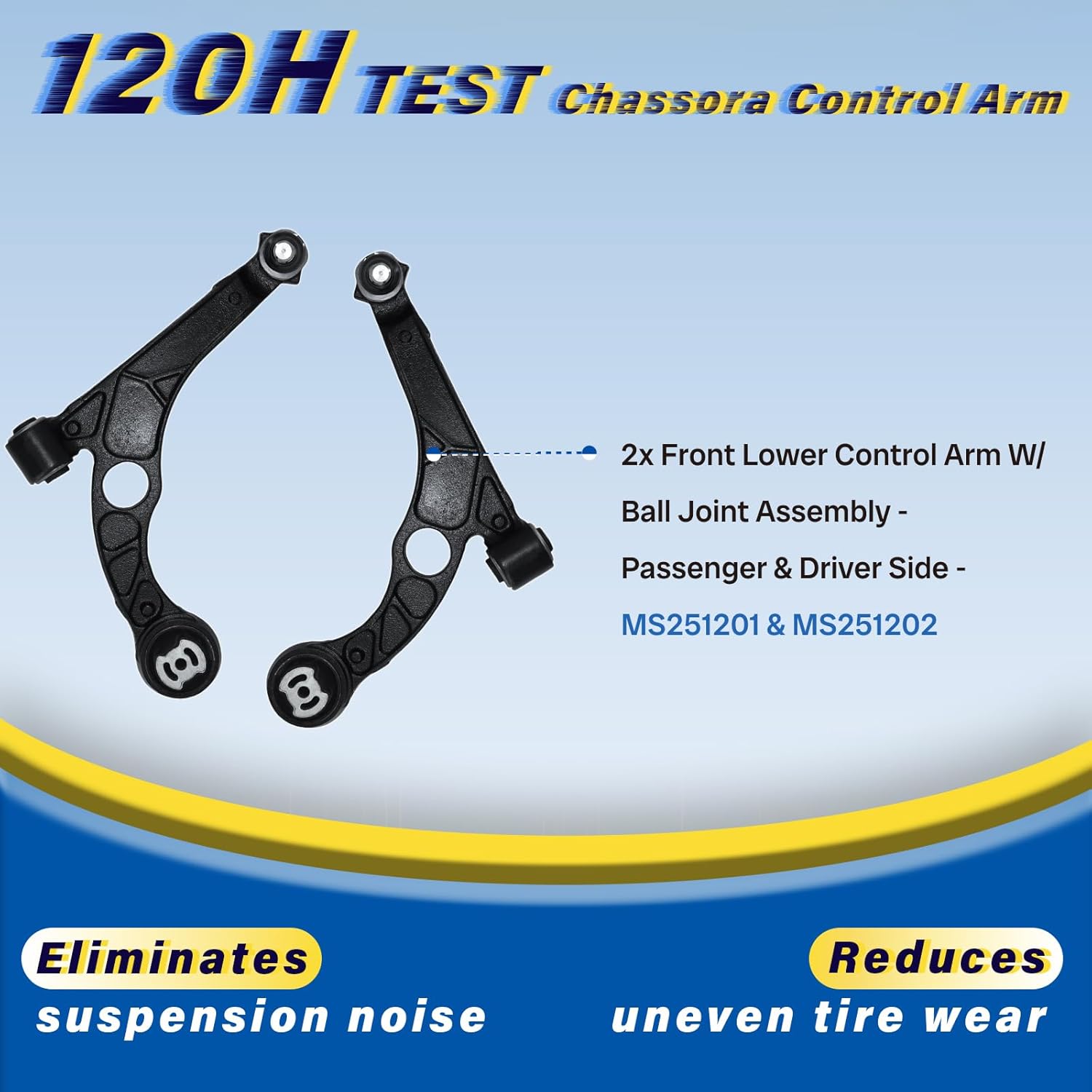 2PCS MS251201 MS251202 Front Lower Control Arm w/Ball Joint Assembly Driver Passenger Side Fit for Chrysler 2015 2016 2017 200, Compatible with Dodge 2013 2014 2015 2016 Dart