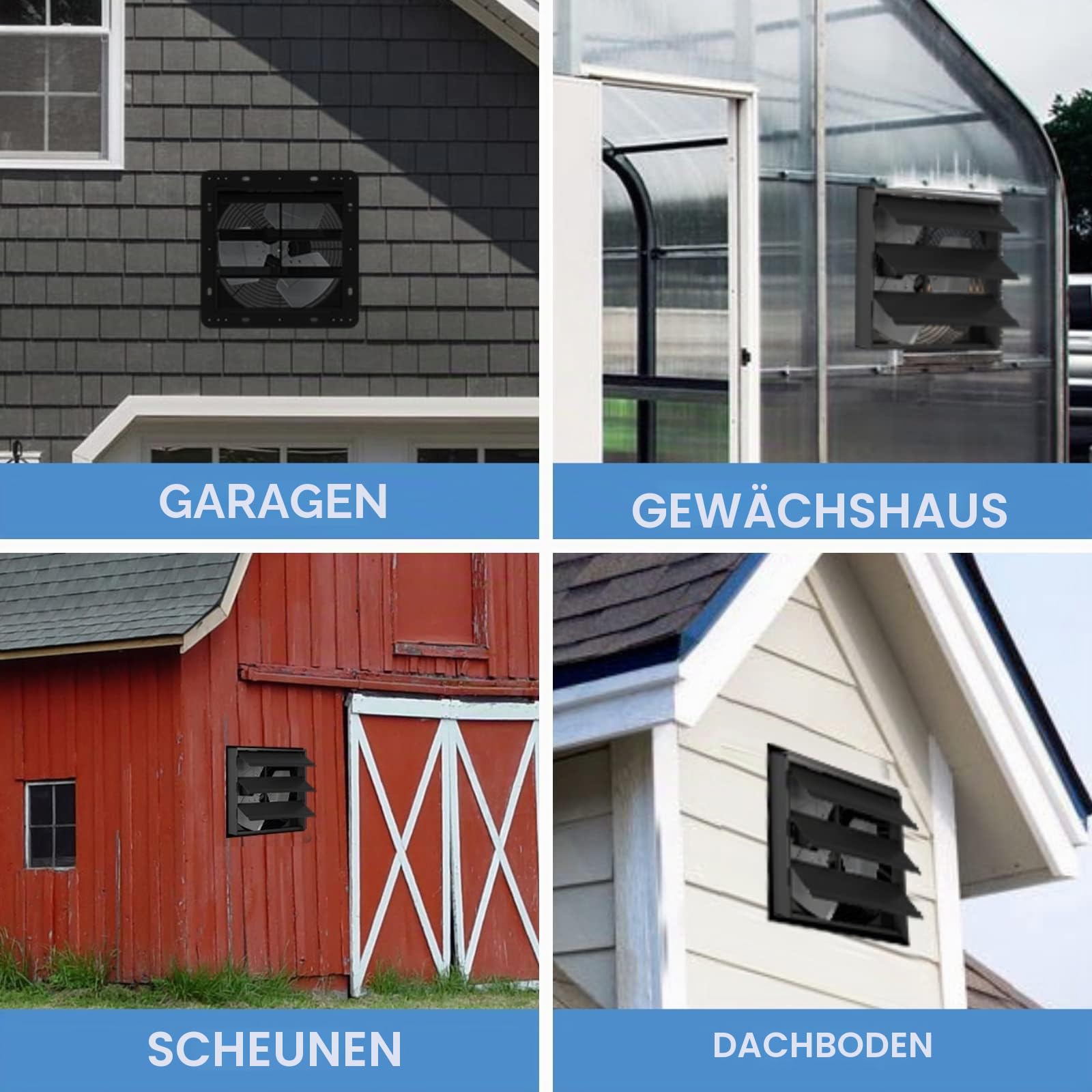 300mm Industrielle Abluftventilator mit WIFI APP & Temperatur- und Feuchtigkeitsregler, 1580m³/h Wandlüfter für Belüftung und Abluftgebläse für Gewächshäuser, Garagen Loft und Küche.