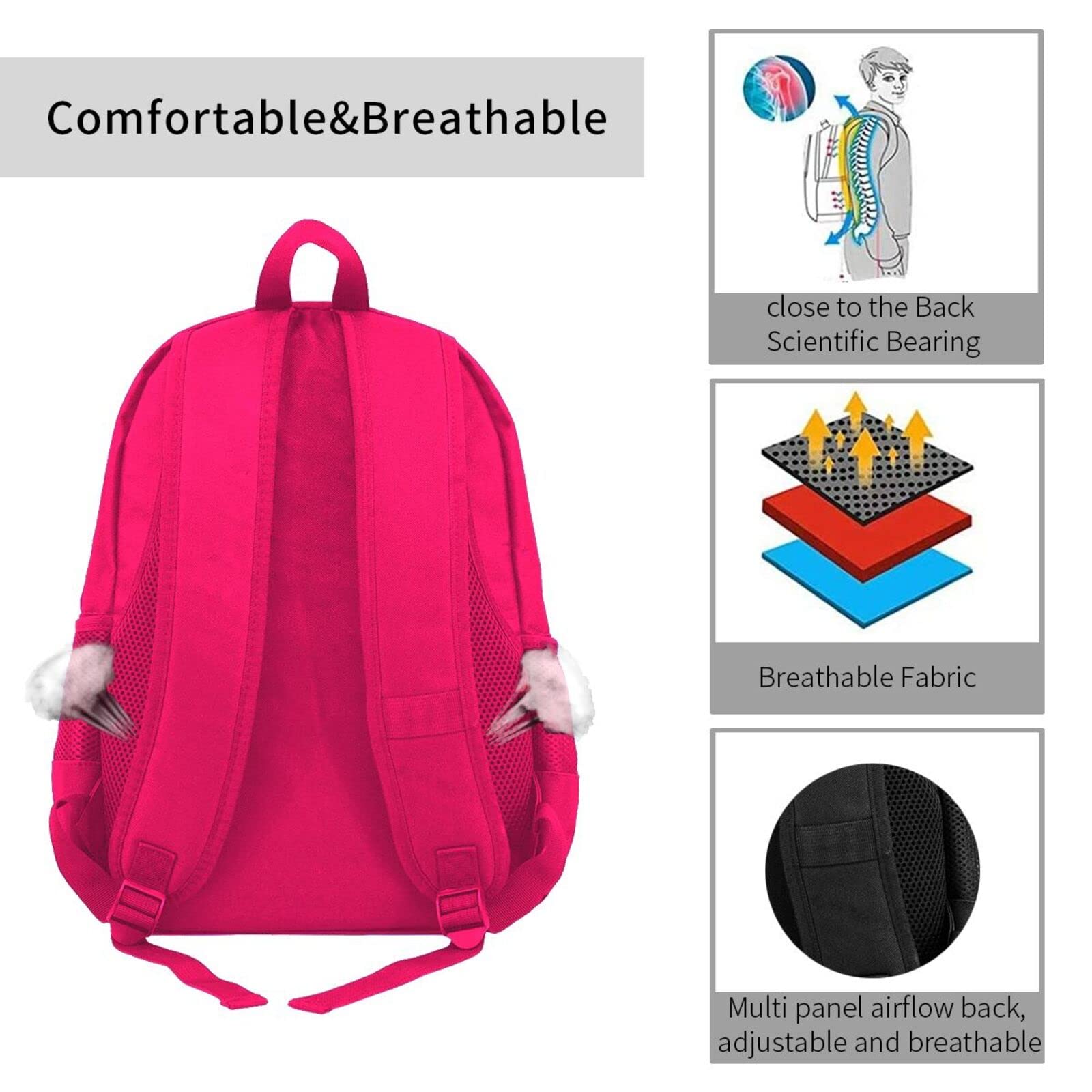 Notenblätter für Damen und Herren, Laptop-Rucksack, Reiserucksack, Sporttasche, Schultaschen für Kinder, Mädchen, Jungen, Schwarz, rose, One size