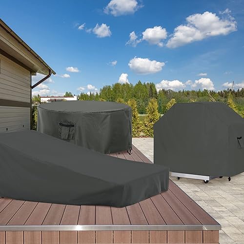 Miniatura 166 de ABCCANOPY Funda universal para mesa auxiliar de patio, para exteriores, pequeña cubierta impermeable y a prueba de polvo, marrón beige, 42 x 24 x 18