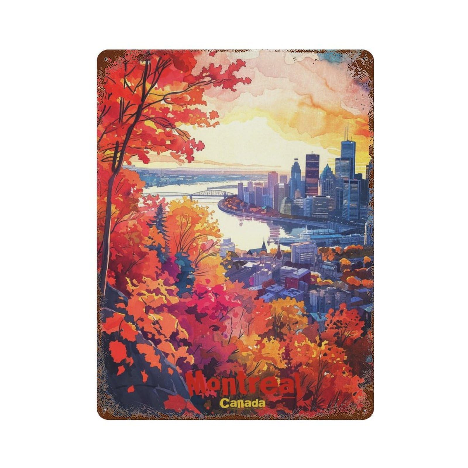 Montreal Art Retro Metal Sign 15.7"x11.8", Vintage Wall Decor for Garage, Pub Or Kitchen