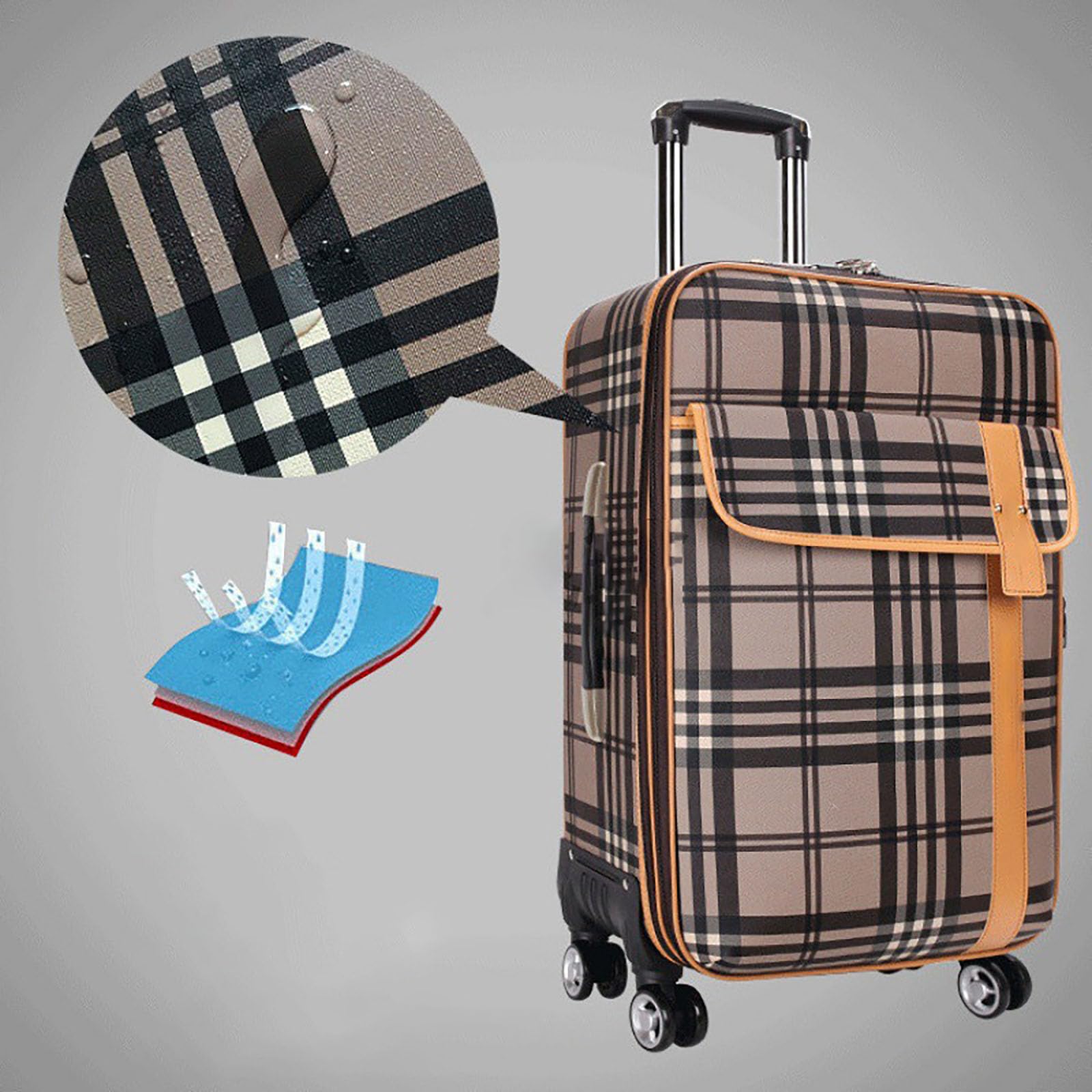 Noś walizkę 20-calową, wyjmowaną walizkę na bagaż podręczny, wygodną na wyjazdy służbowe, ABS + PC Hardshell Spinner Trolley do lekkich 4 kół Bagażnik do kabiny z zamkami TSA,Brown,28