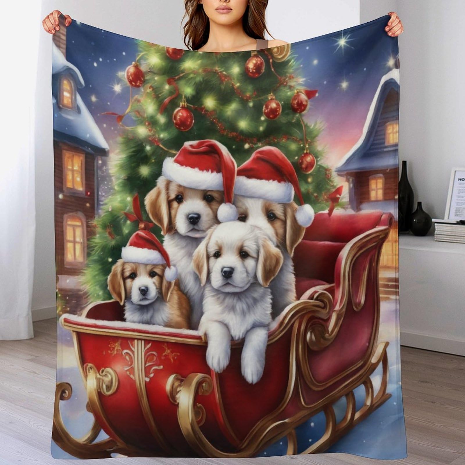 Couverture salon douce Noël pour chien : partagez des moments cocooning uniques